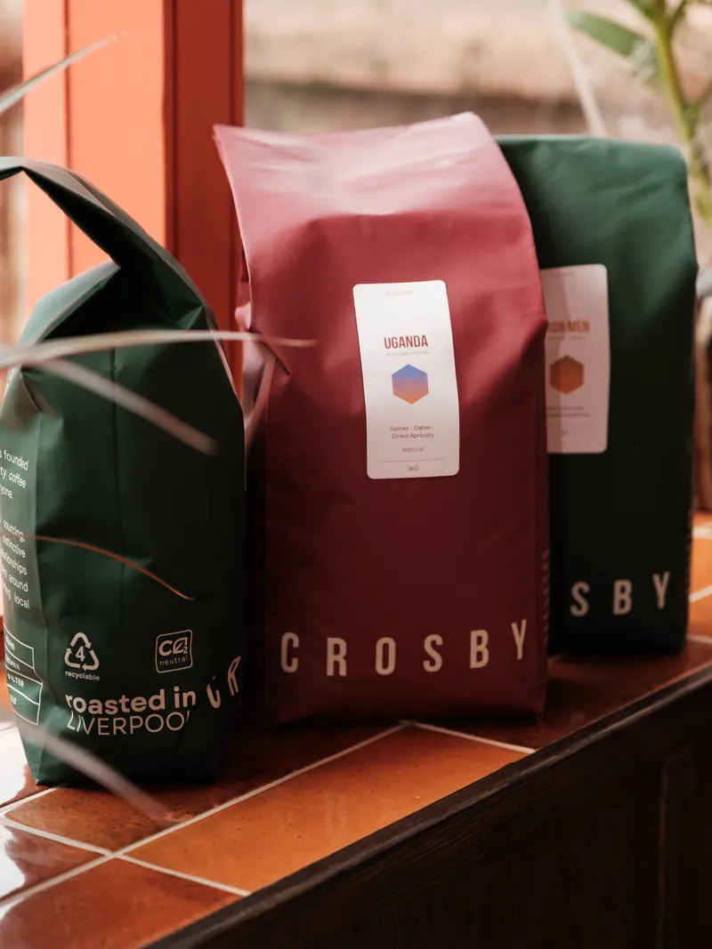 Crosby Coffee bags on the shelf